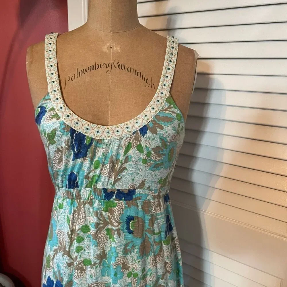 FREE PEOPLE | beaded neckline jersey floral dress S